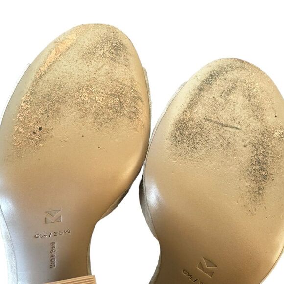 Mercedes Castillo Izar Block Heel Tan Cream Suede Mule Sandal Women's Size 6.5 - Picture 8 of 9